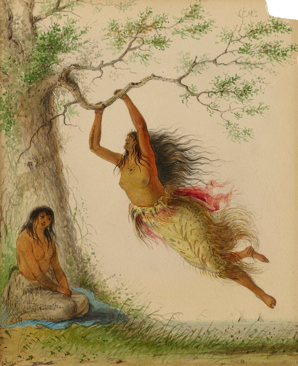 Meninas indianas balançando, 1860. de Alfred Jacob Miller