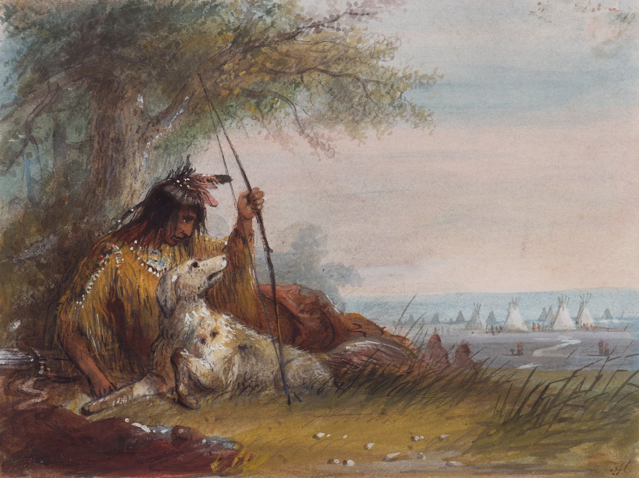 Indian Runner, c.1837 (lápis, aguarela e guache sobre papel) de Alfred Jacob Miller