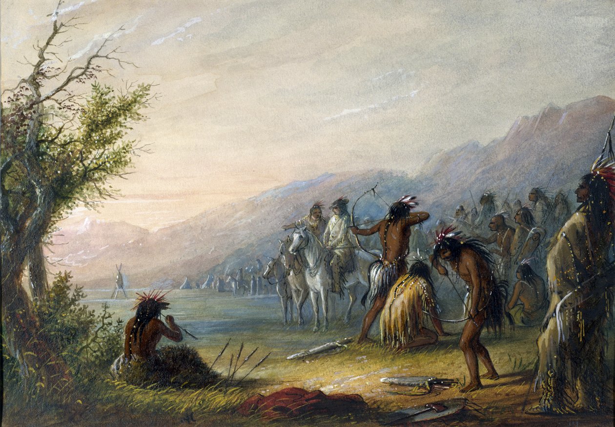 Índios a testar os seus arcos de Alfred Jacob Miller
