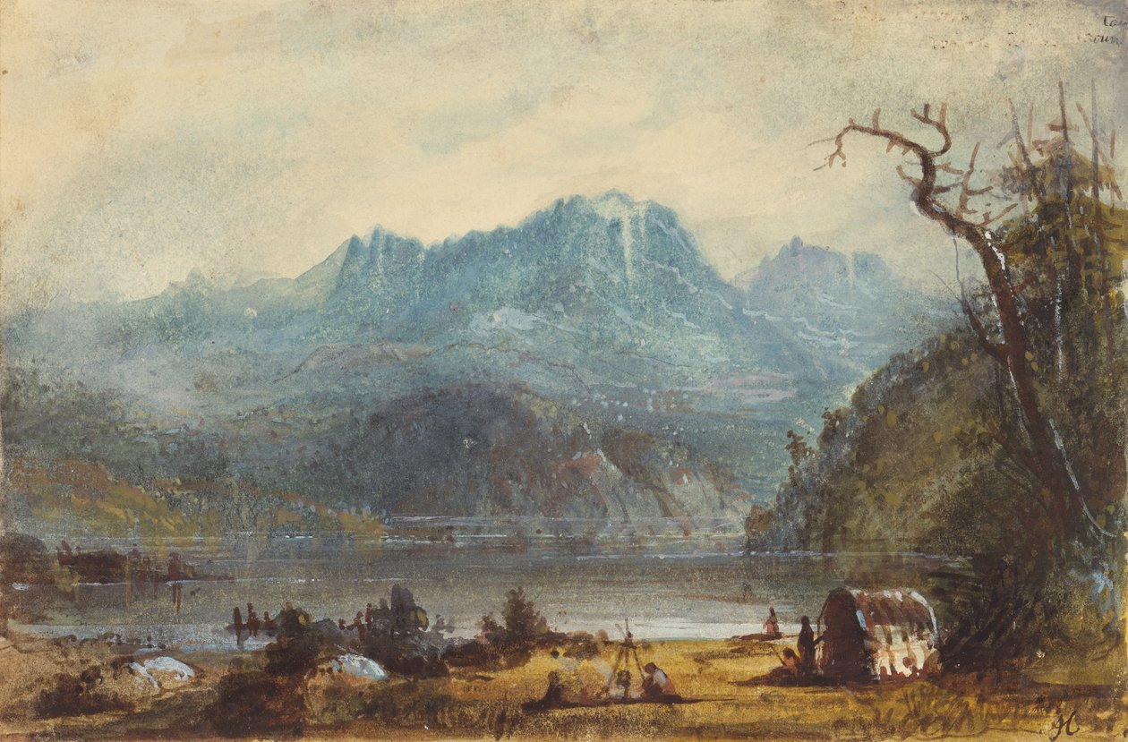 Lake Scene, Wild River Mountains, c.1837 (aquarela sobre papel) de Alfred Jacob Miller