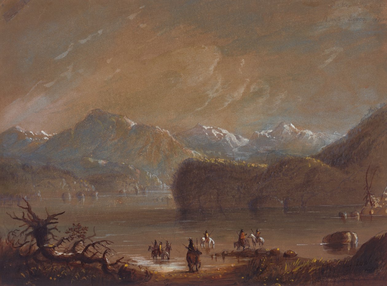 Lago, Wind River Mountains, c.1837 (aquarela sobre papel) de Alfred Jacob Miller