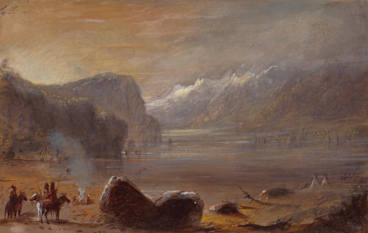 Lake, Wind River Range, c.1837 (lápis, aguarela, e guache sobre papel) de Alfred Jacob Miller