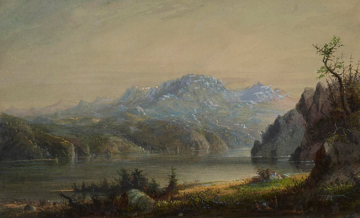 Paisagem de lago e montanha de Alfred Jacob Miller