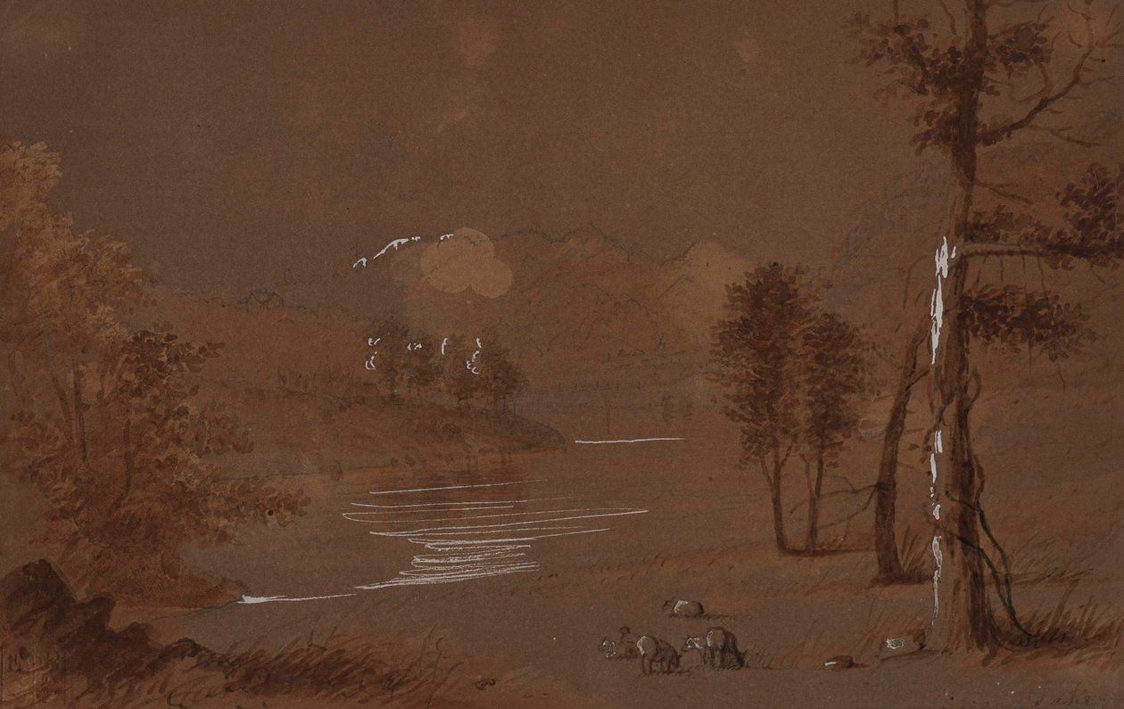Vista de lago e montanha de Alfred Jacob Miller