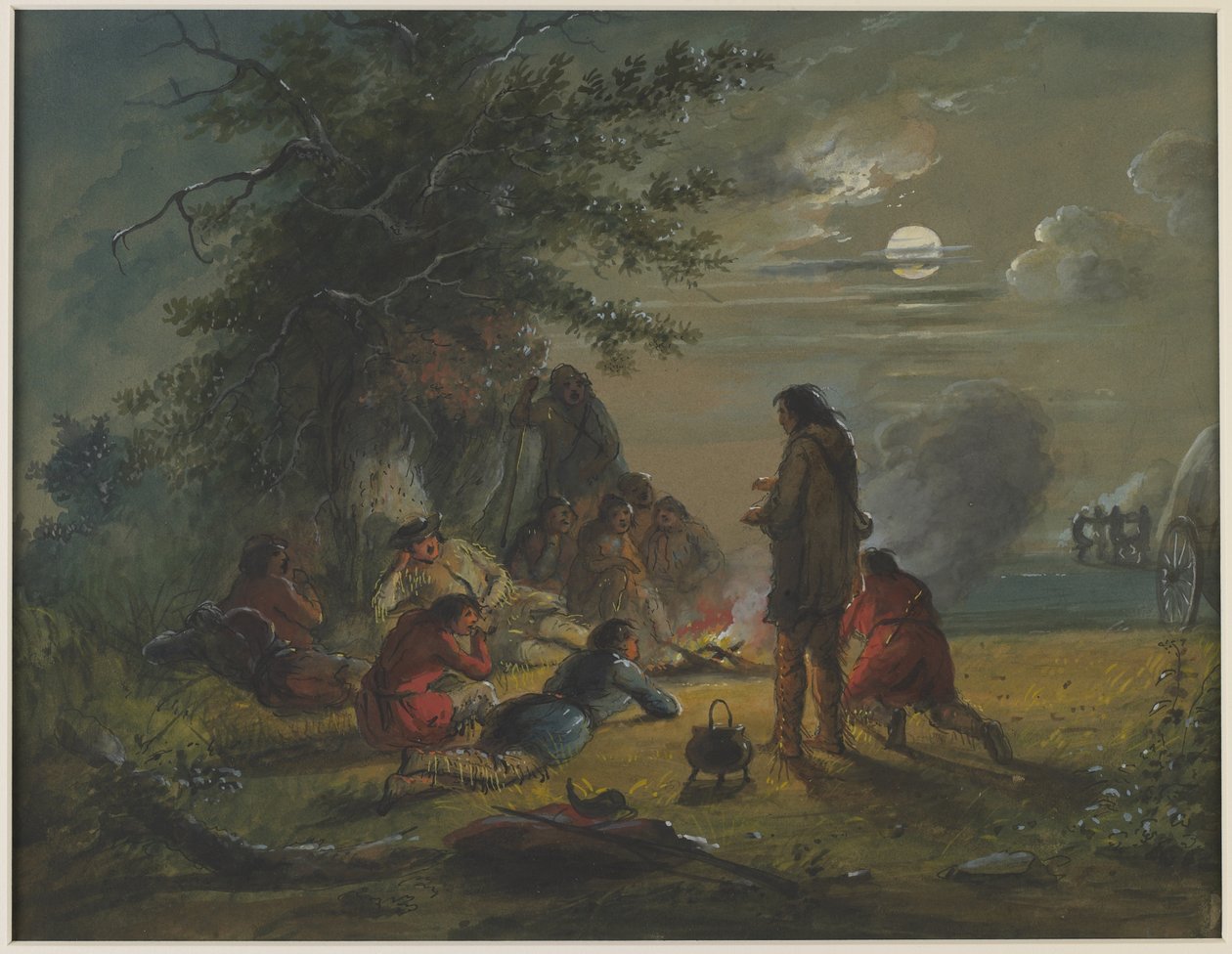 Moonlight - Cena do acampamento de Alfred Jacob Miller