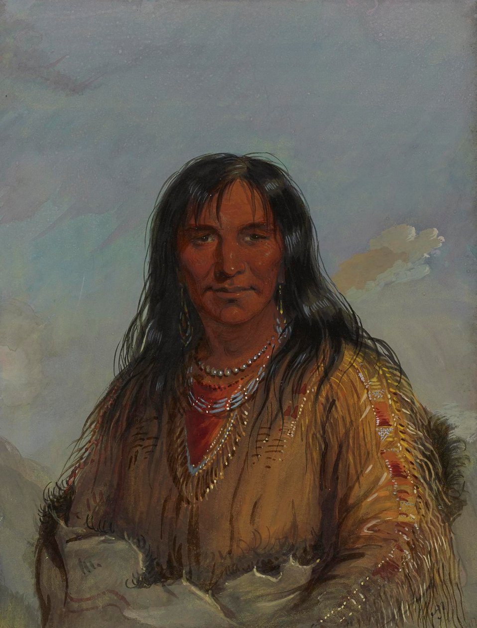 Pa-da-he: Wa-con-da - Chifre de alce - um índio Crow de Alfred Jacob Miller