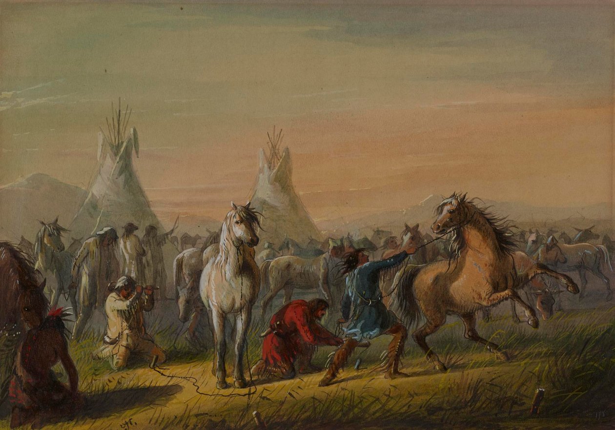 Cavalos em piquete de Alfred Jacob Miller