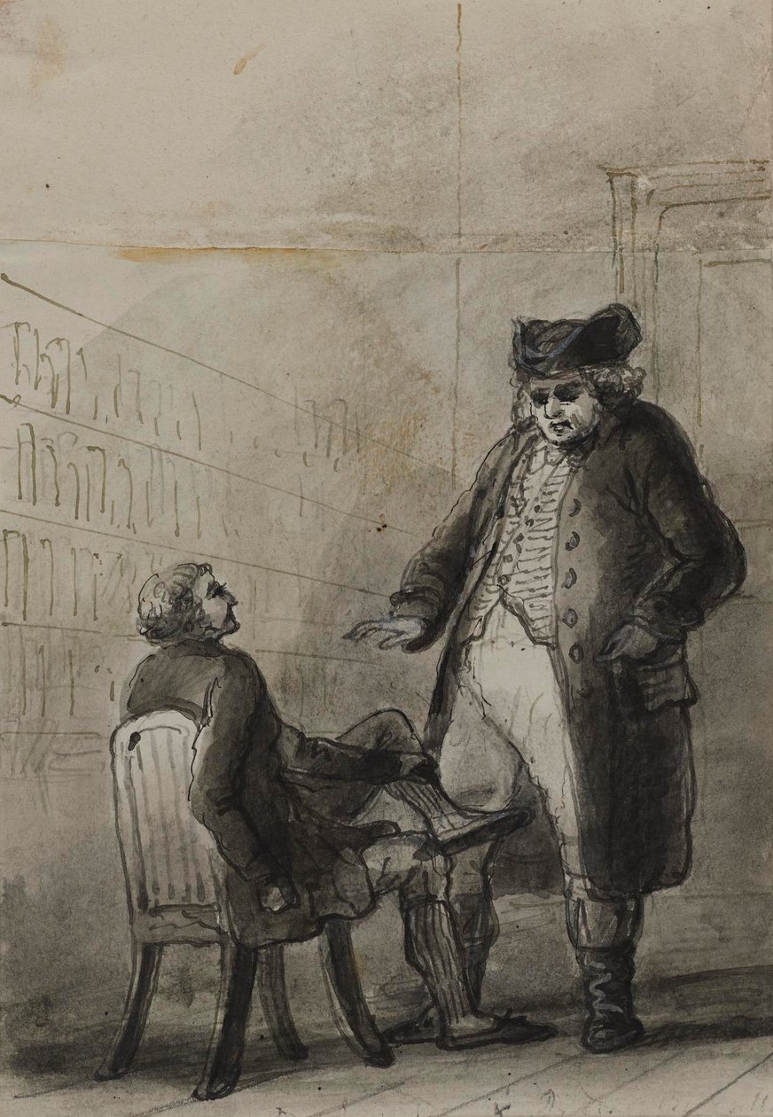 Samuel Johnson e Thomas Davies numa livraria (de James Boswell, *Vida de Samuel Johnson*, 1791) de Alfred Jacob Miller