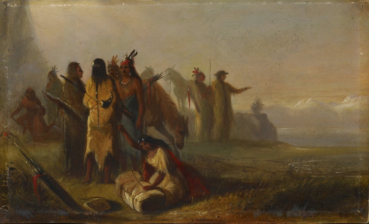 Cena de caçadores de peles e índios de Alfred Jacob Miller
