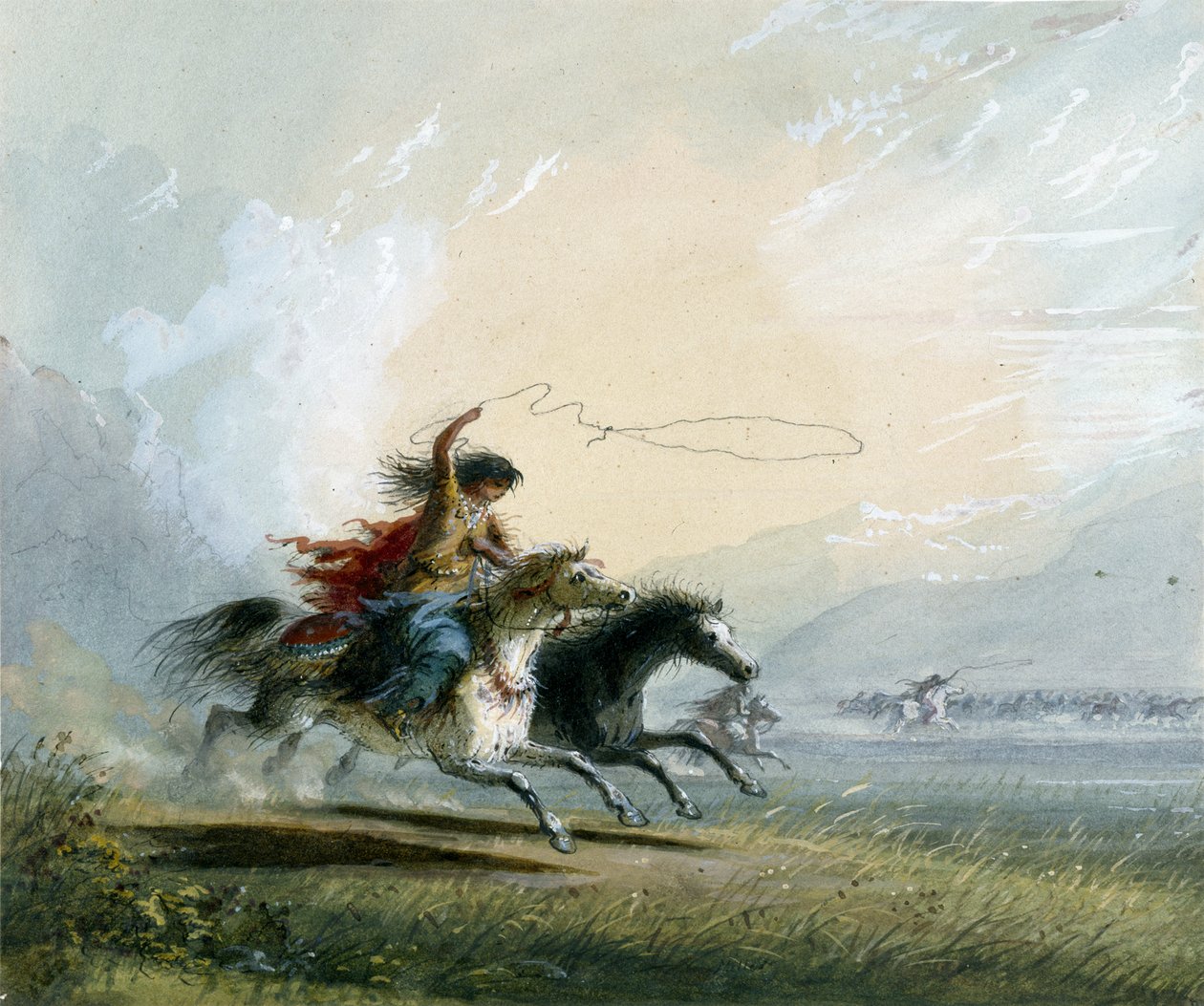 Mulher Shoshone – A apanhar um cavalo de Alfred Jacob Miller