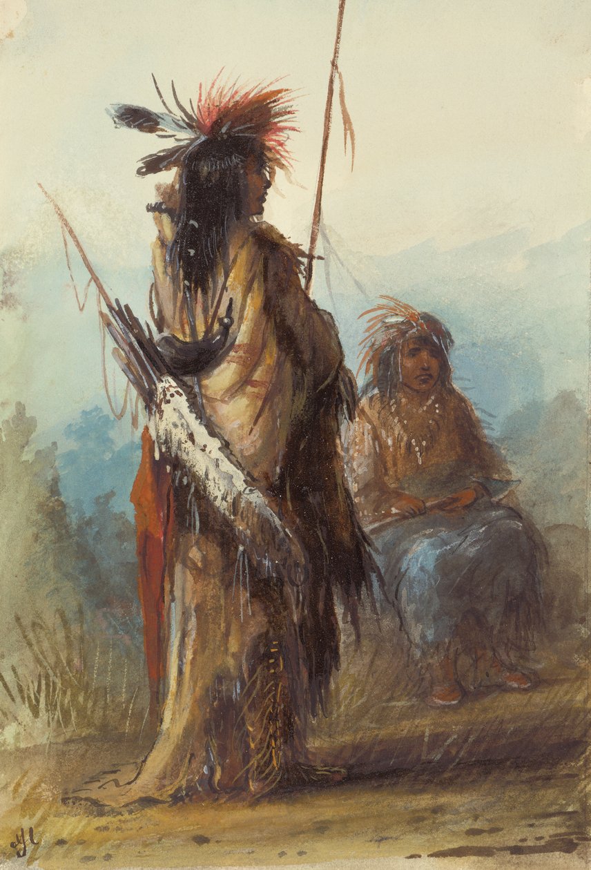 Shoshones, Green River, c.1837 (lápis, caneta e tinta e aguada sobre papel) de Alfred Jacob Miller