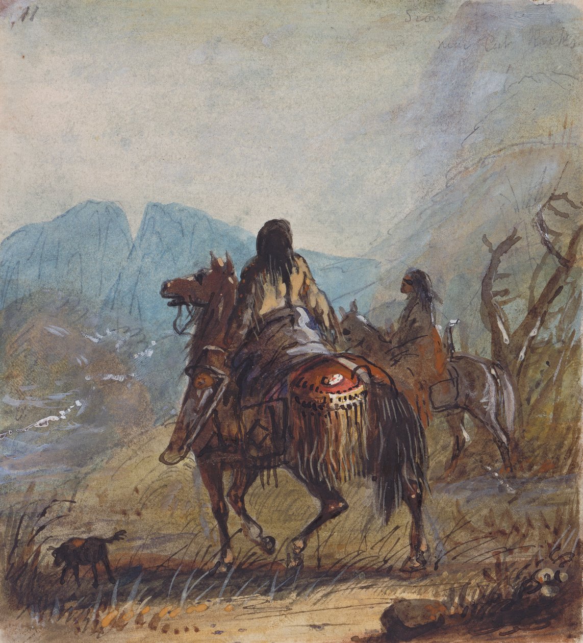 Sioux Women, Cut Rocks in the Distance, c.1837 (lápis, aguarela e guache sobre papel) de Alfred Jacob Miller