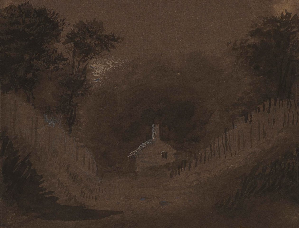 Pequena casa entre árvores de Alfred Jacob Miller
