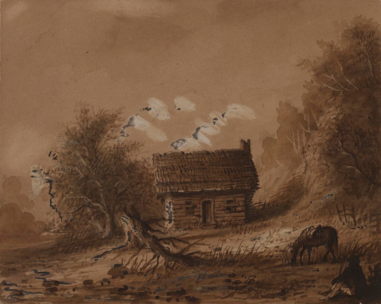 Pequena cabana de madeira de Alfred Jacob Miller