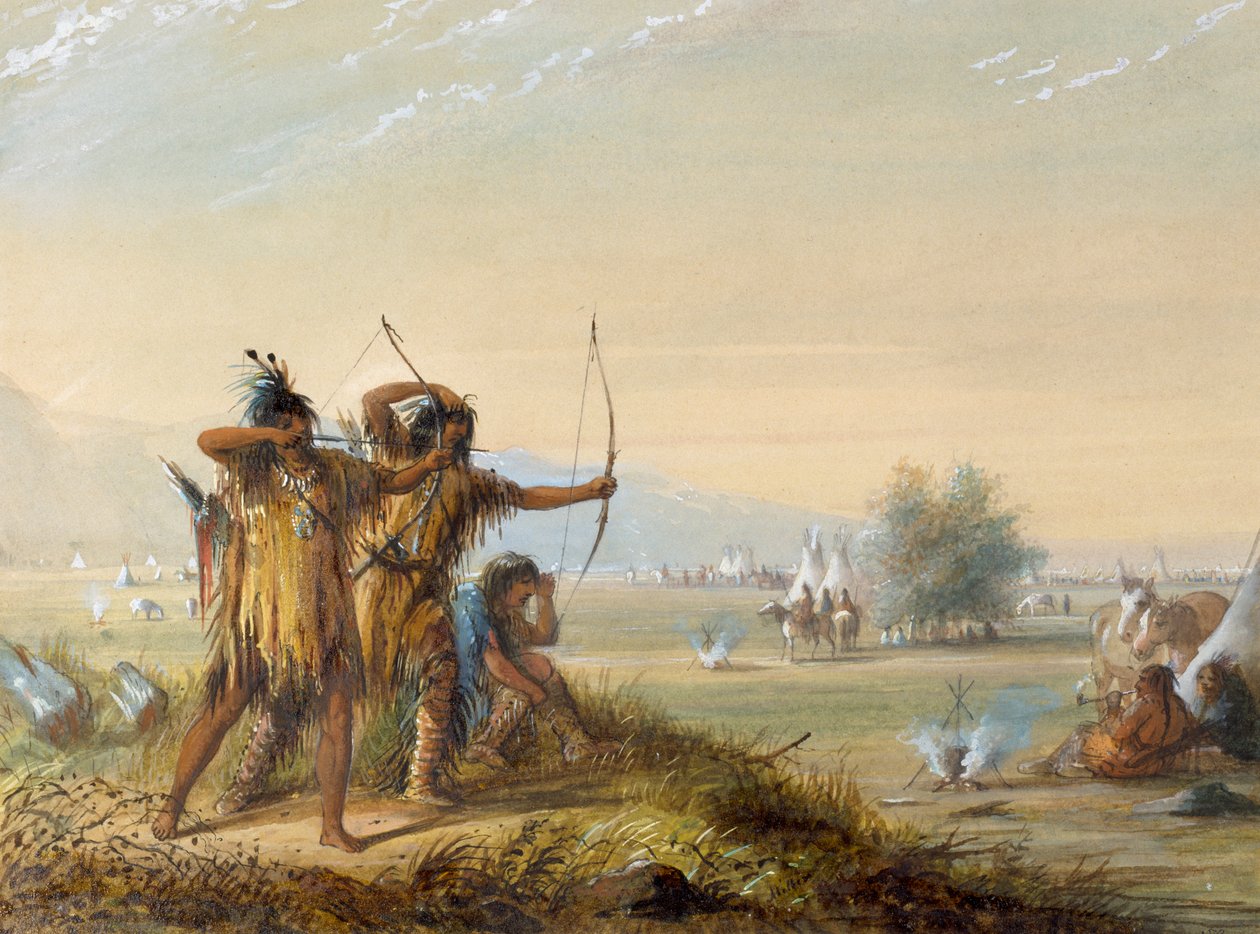 Índios Snake - Teste de arcos de Alfred Jacob Miller