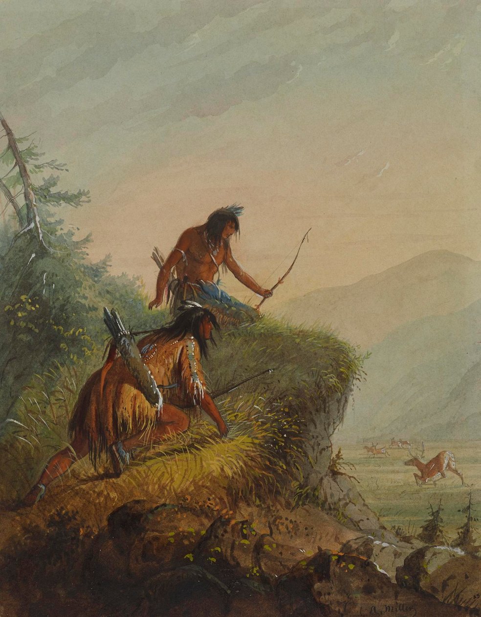 Índios Snake a caçar alces de Alfred Jacob Miller