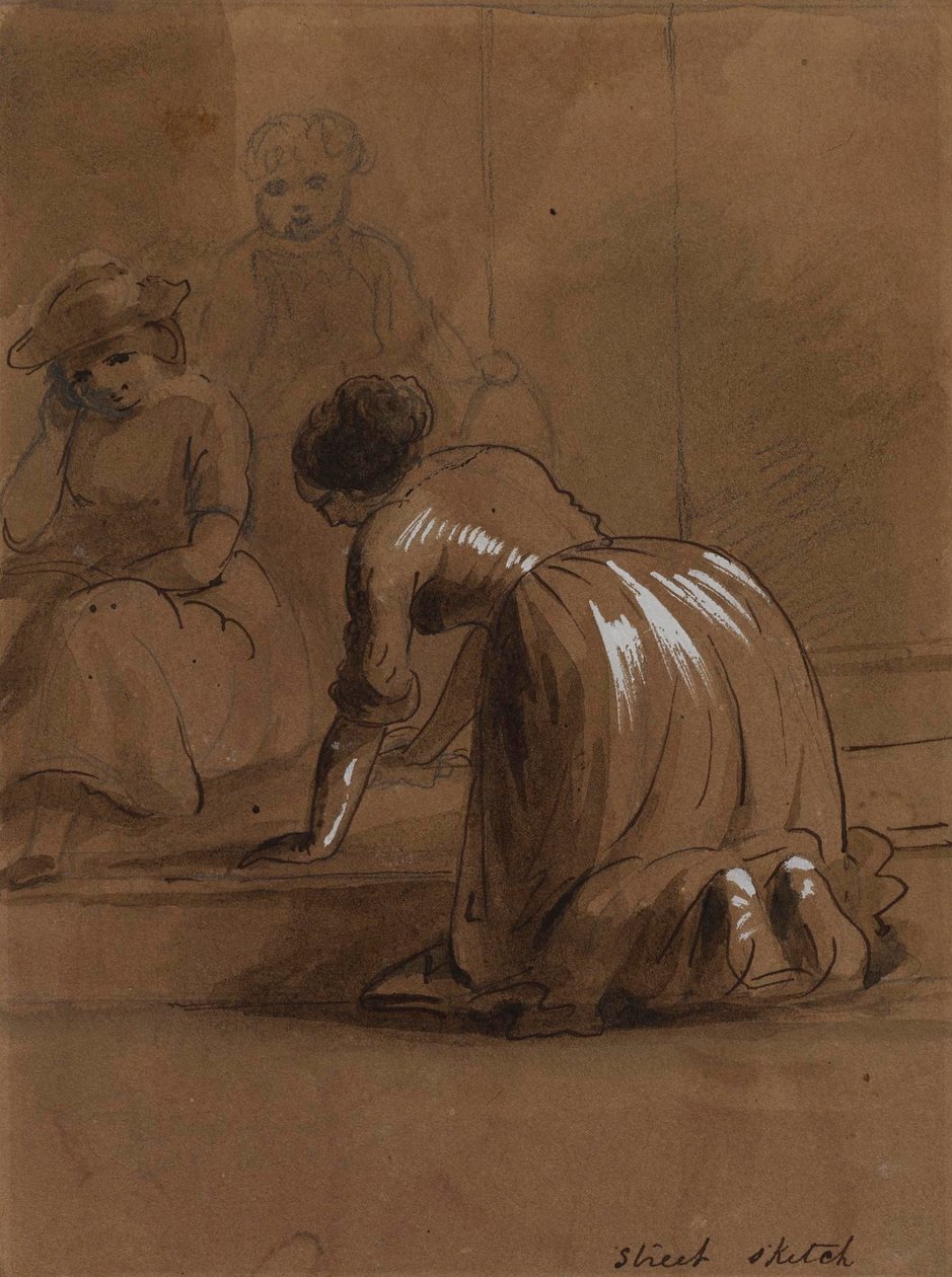 Esboço de rua. Degraus de lavagem de Alfred Jacob Miller
