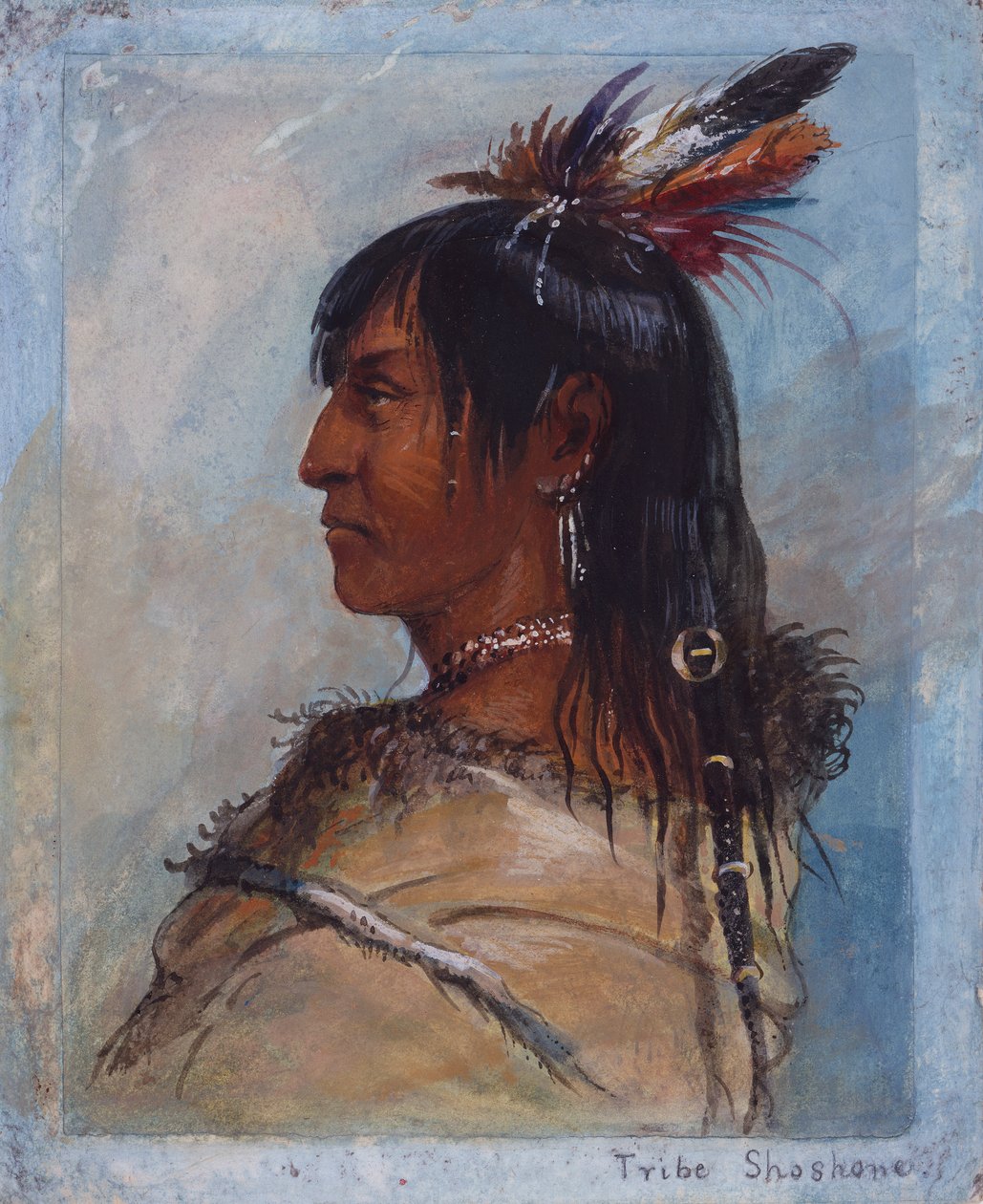 Tribe Shoshone, c.1837 (caneta e tinta, aguarela e guache sobre papel) de Alfred Jacob Miller
