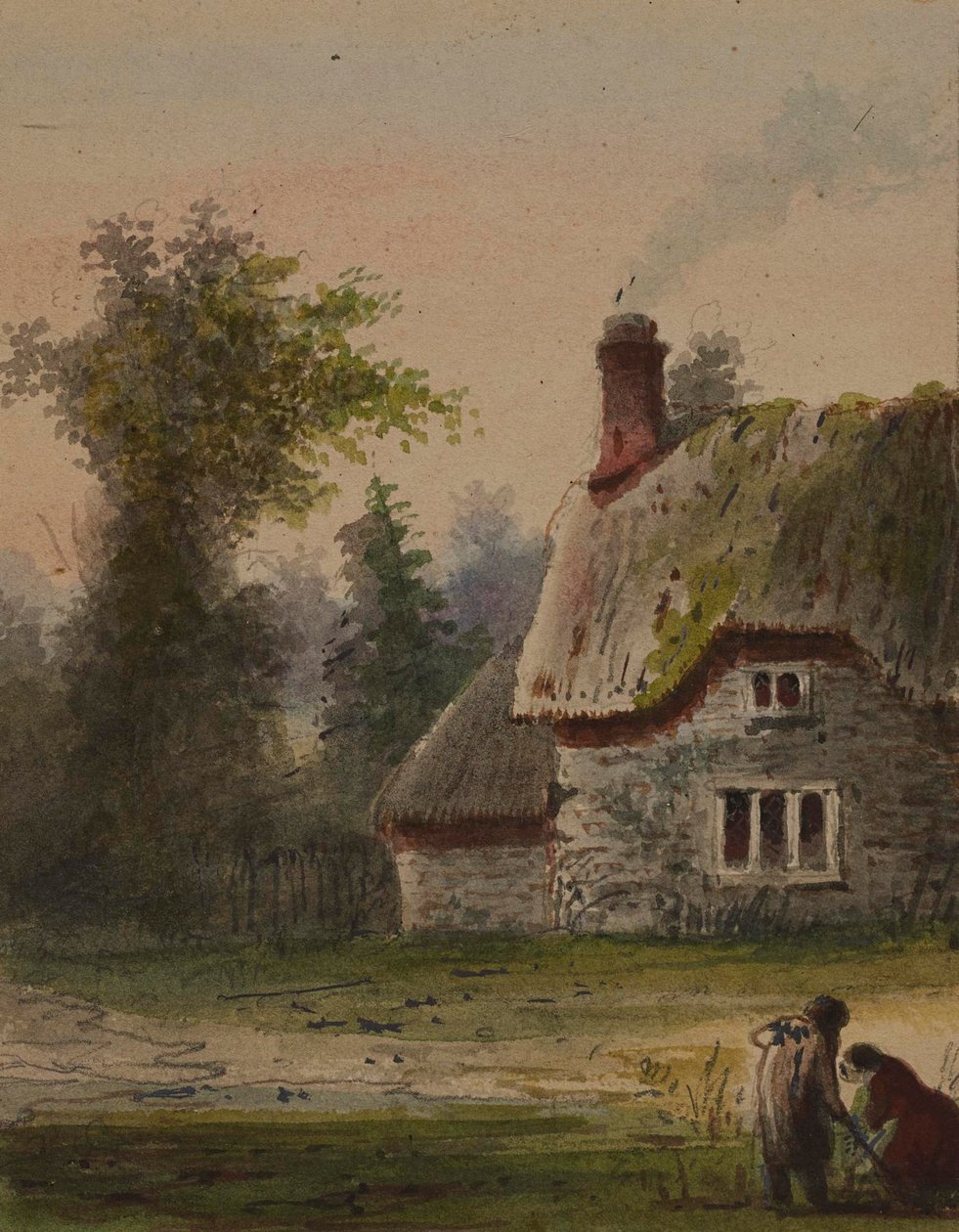 Duas figuras à porta de uma cabana de Alfred Jacob Miller