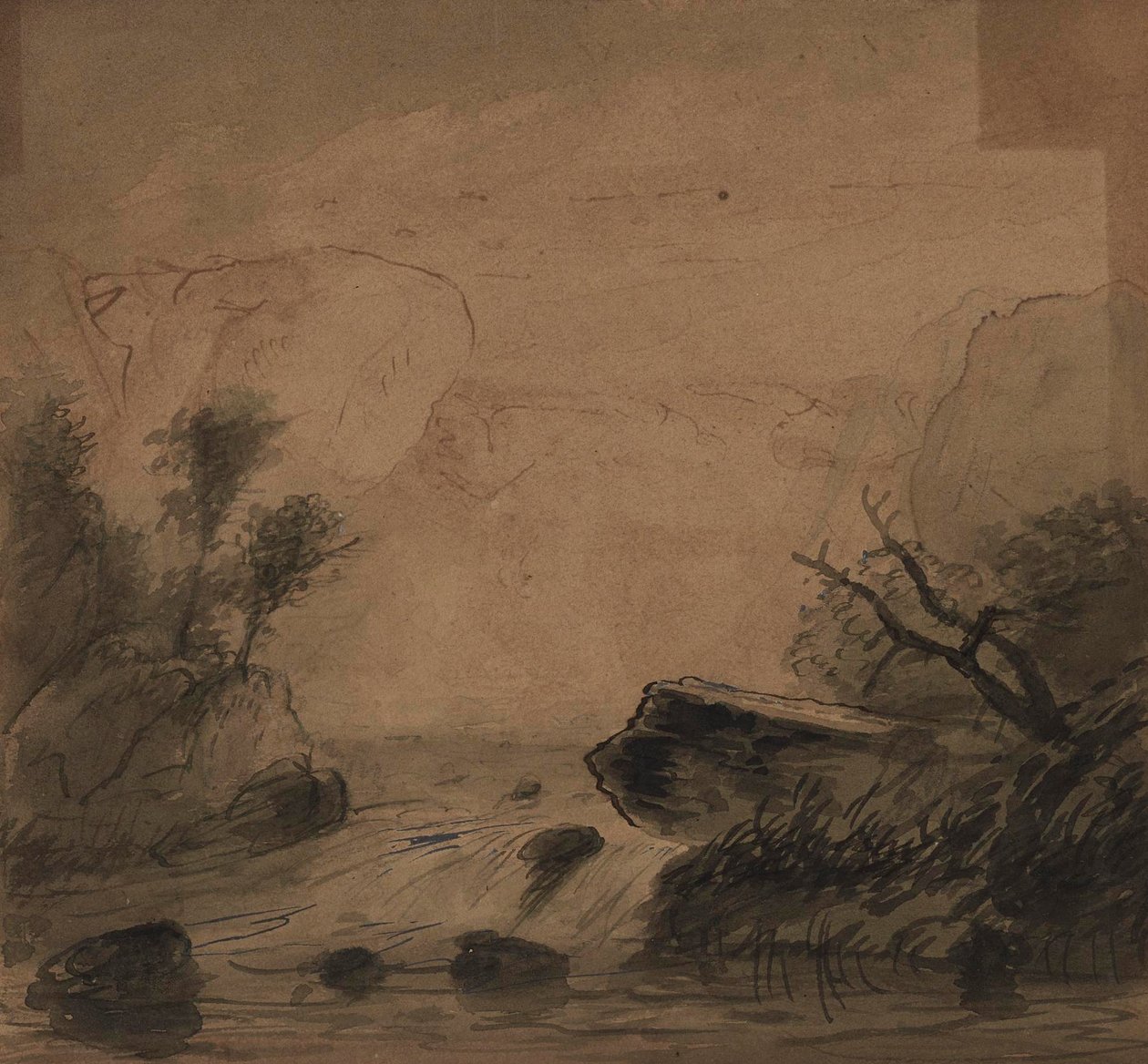 Vista de cascatas de montanha de Alfred Jacob Miller
