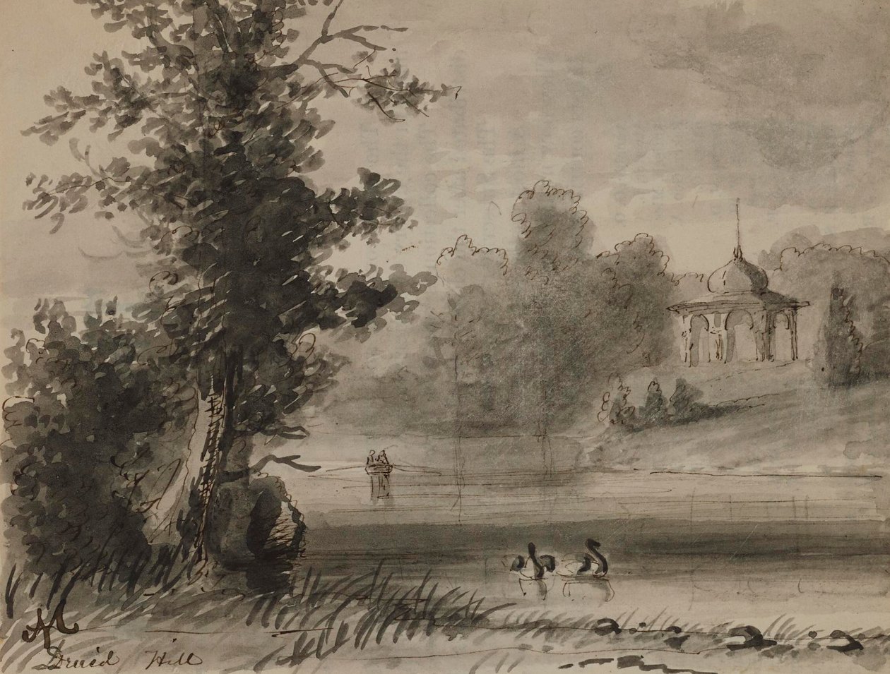 Vista do lago no Parque Druid Hill de Alfred Jacob Miller