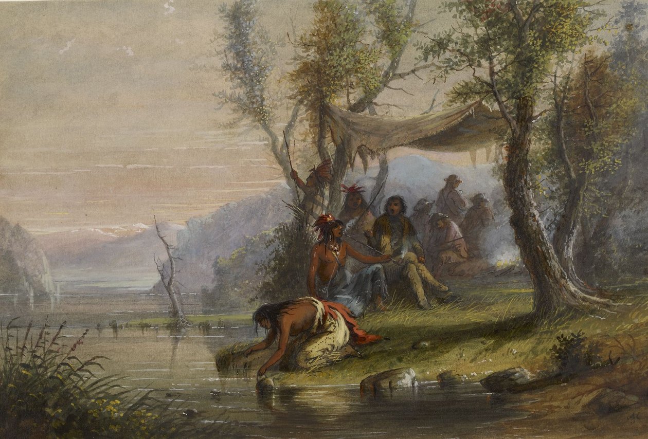 Visita a um acampamento indígena de Alfred Jacob Miller