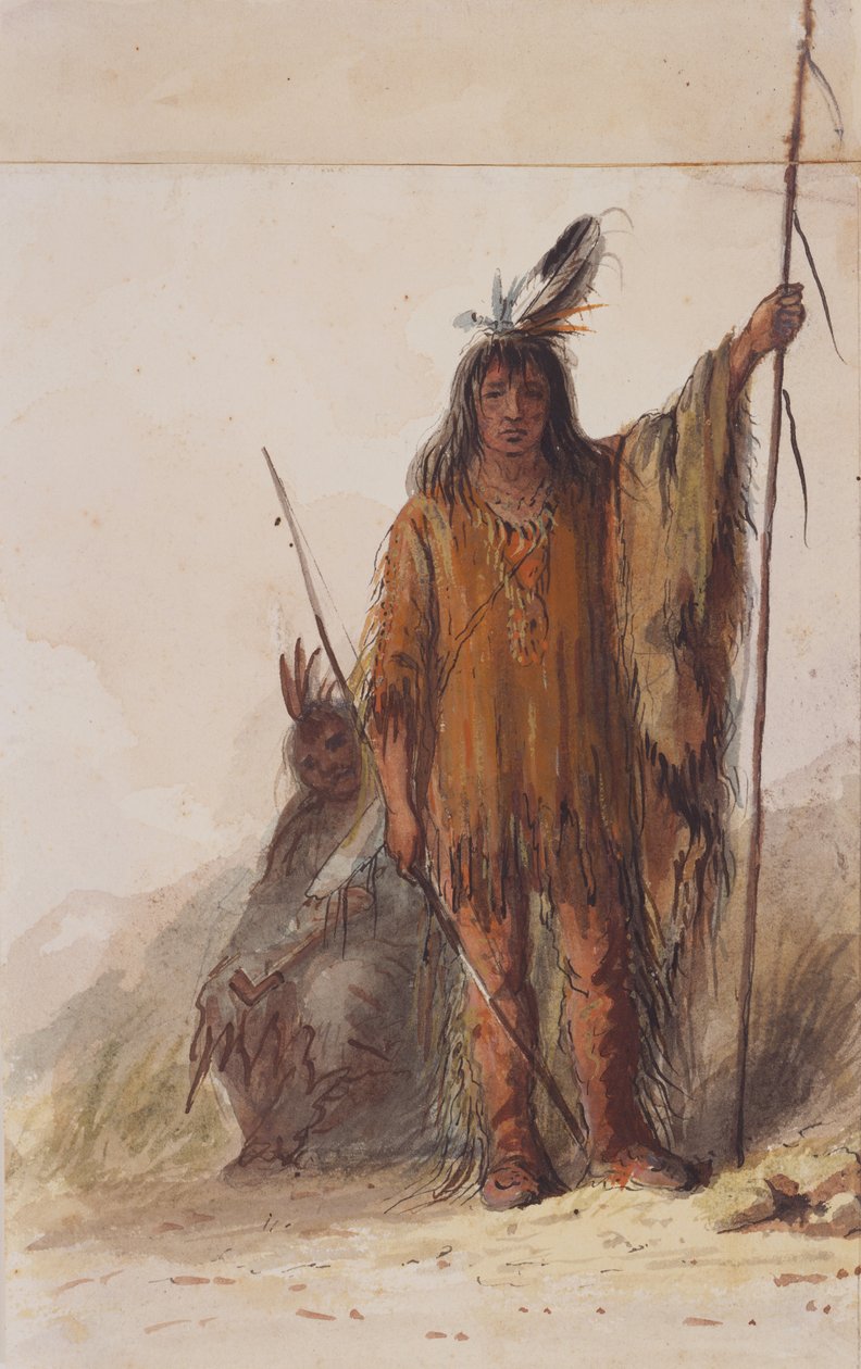 Vestido de Guerra, c.1837 (lápis, caneta e tinta, aguarela e guache sobre papel) de Alfred Jacob Miller