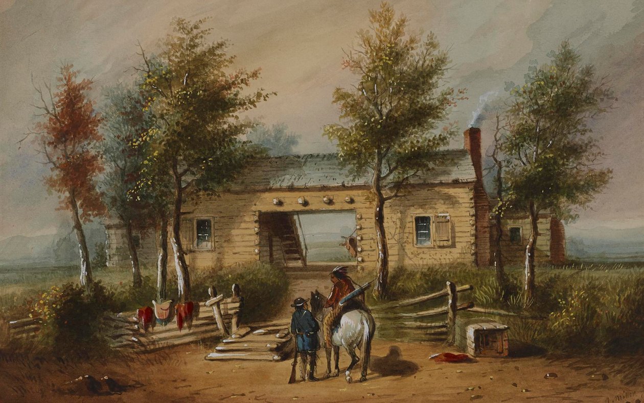 Cabana de madeira ao estilo do Oeste de Alfred Jacob Miller