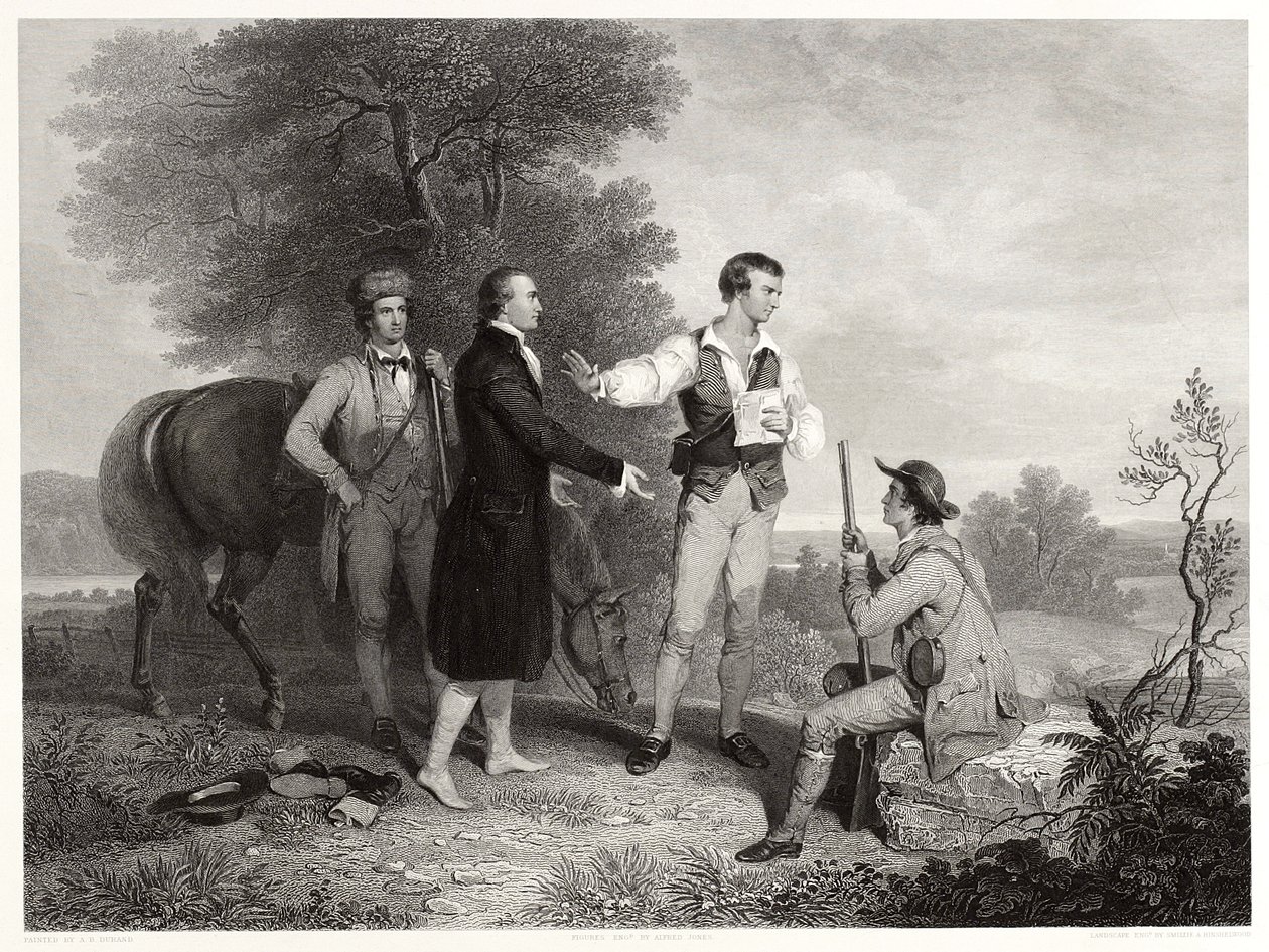 A captura do Major Andre, após Asher B. Durand, c.1846 (gravura) de Alfred Jones