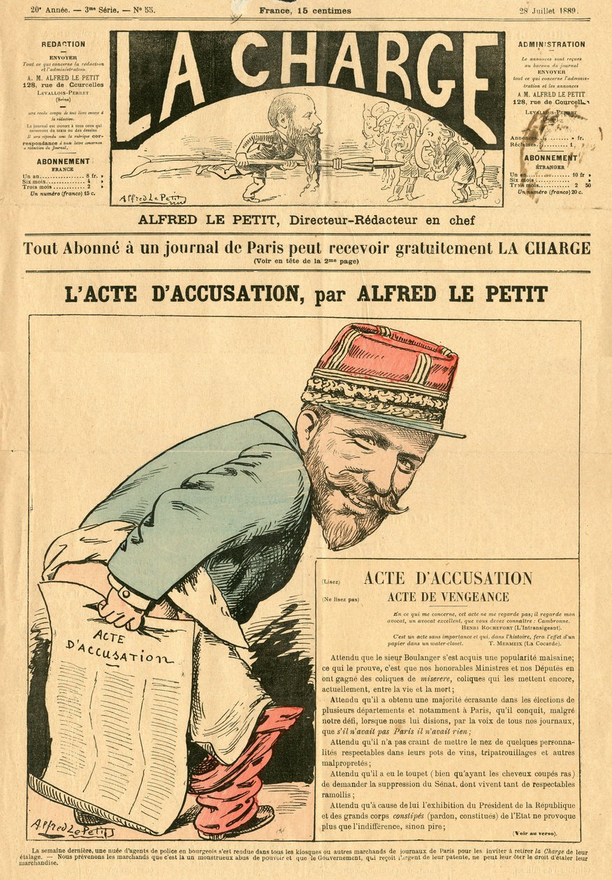 Capa de "La Charge (1888)", sátira colorida de Alfred Le Petit