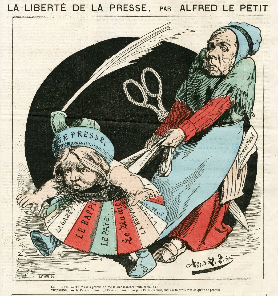 Capa do "Le Grelot", sátira colorida de Alfred Le Petit