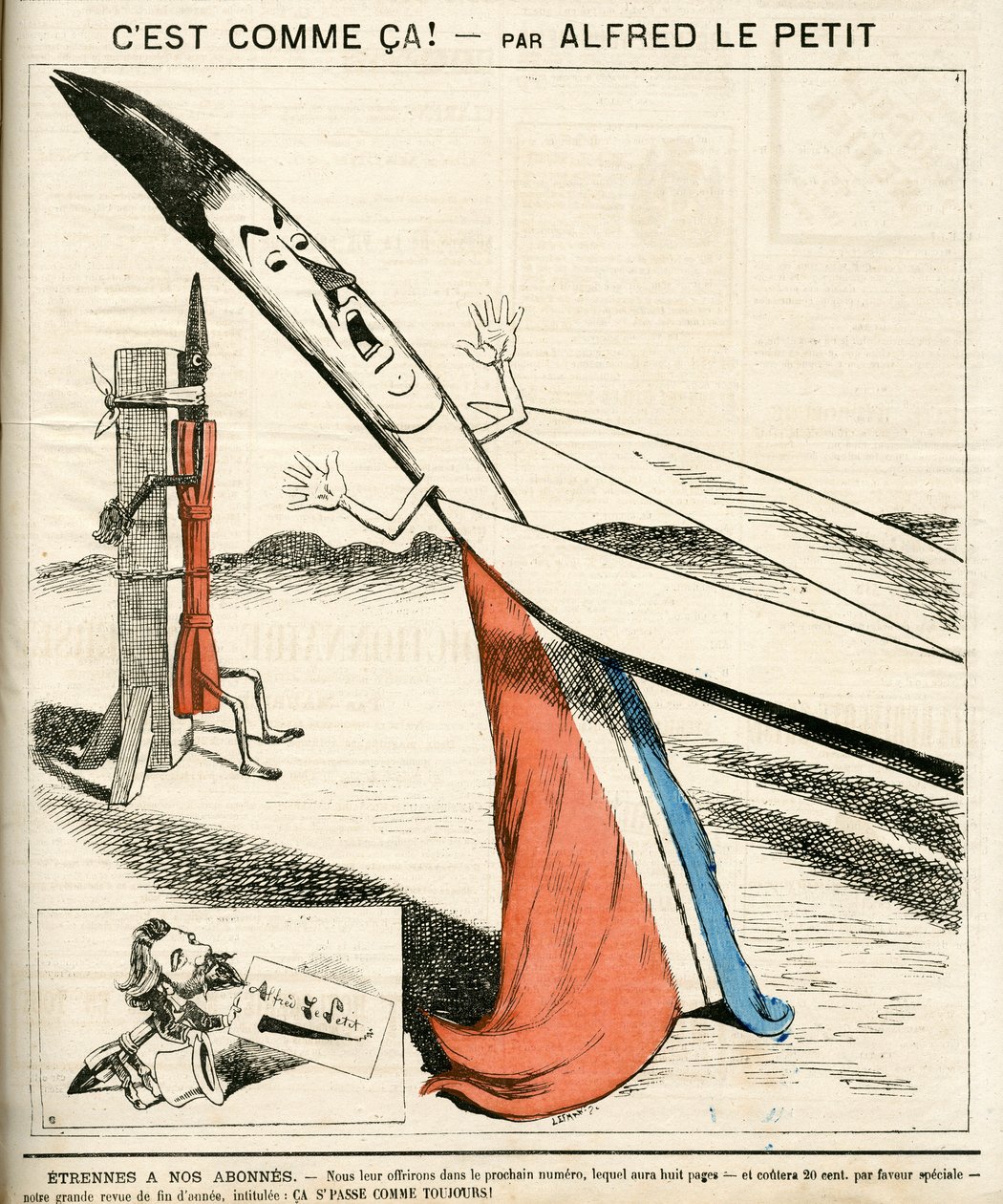 Capa do "Le Grelot", número 142, Satirique en Couleurs de Alfred Le Petit
