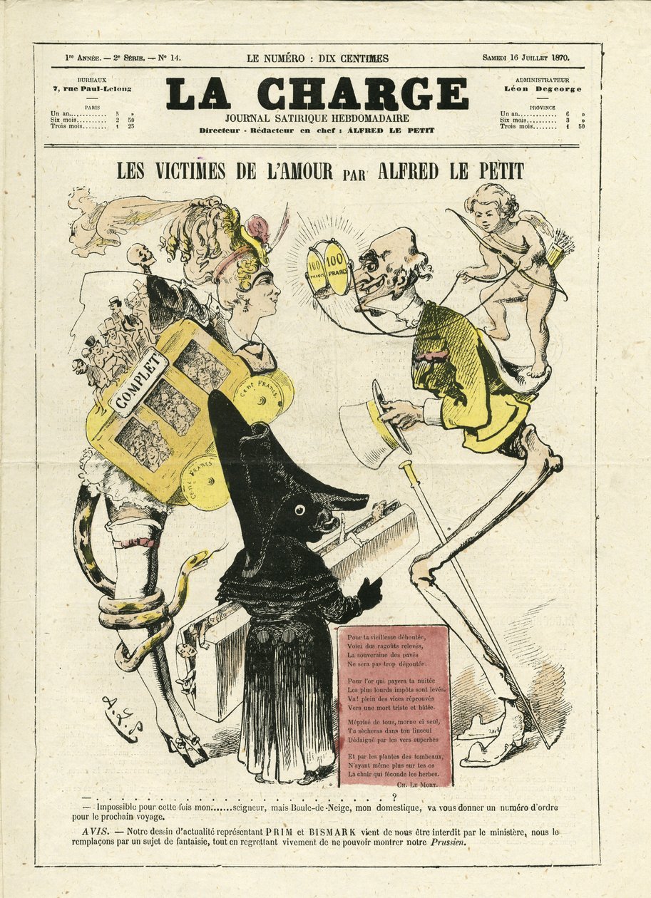 Ilustração de Alfred Le Pete (1841-1909) para a Capa de La Charge (1870), No. 14 de Alfred Le Petit