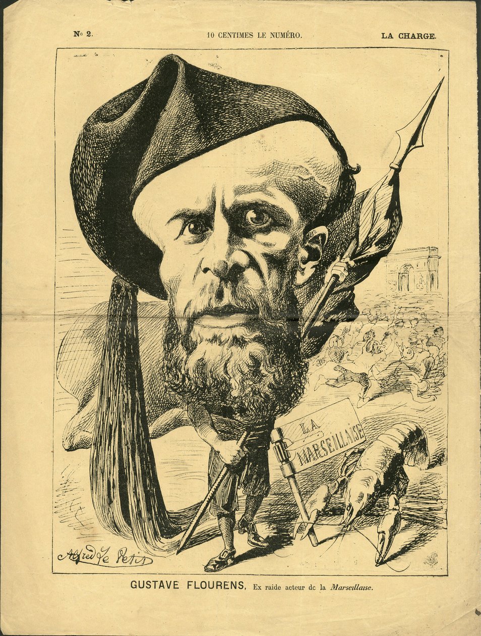 Ilustração de Alfred Le Pete (1841-1909) em La Charge (1870), No. 2 - Flourens Emile de Alfred Le Petit