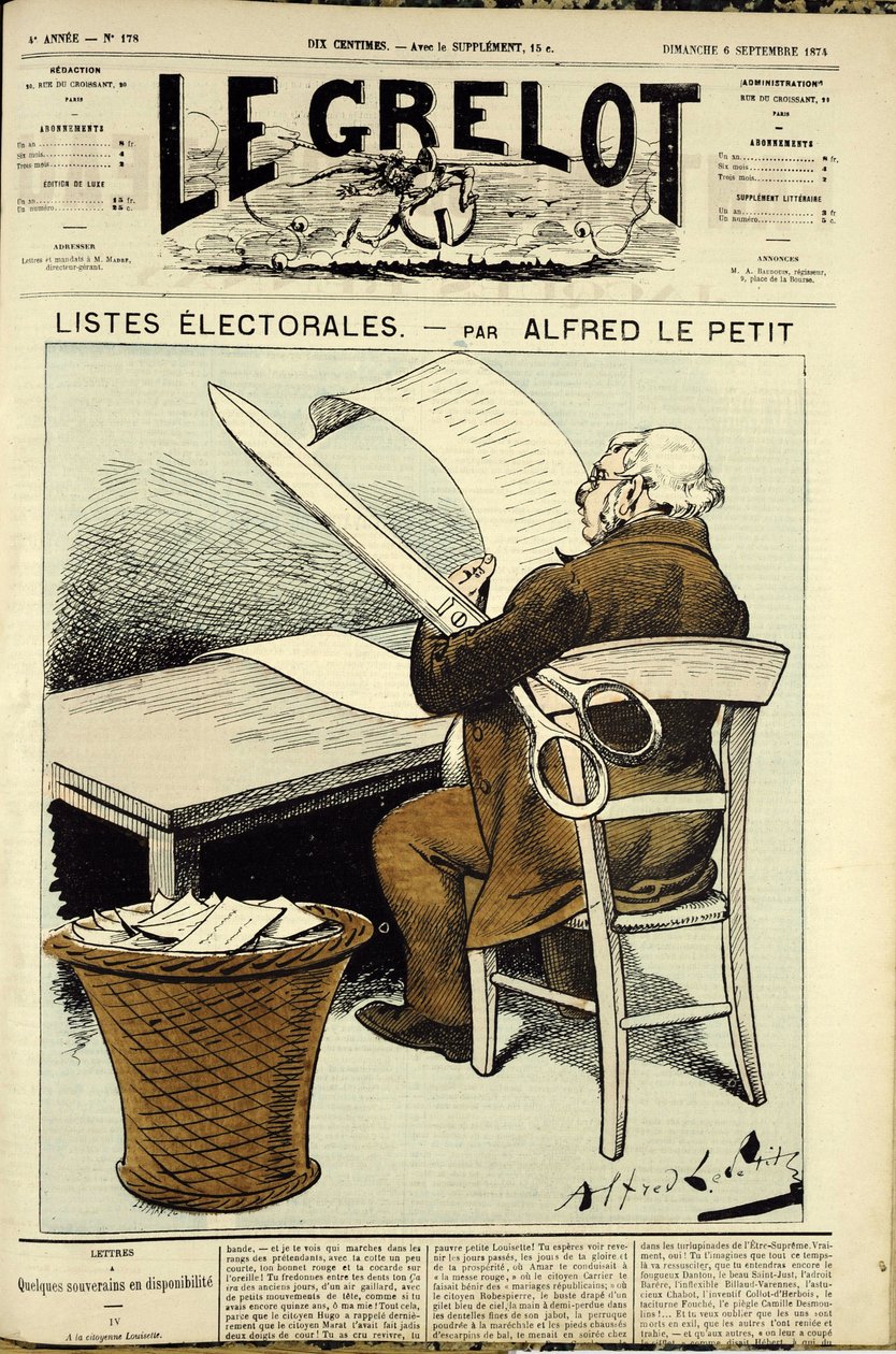 Ilustração para a capa do Le Grelot, nº 178 de Alfred Le Petit