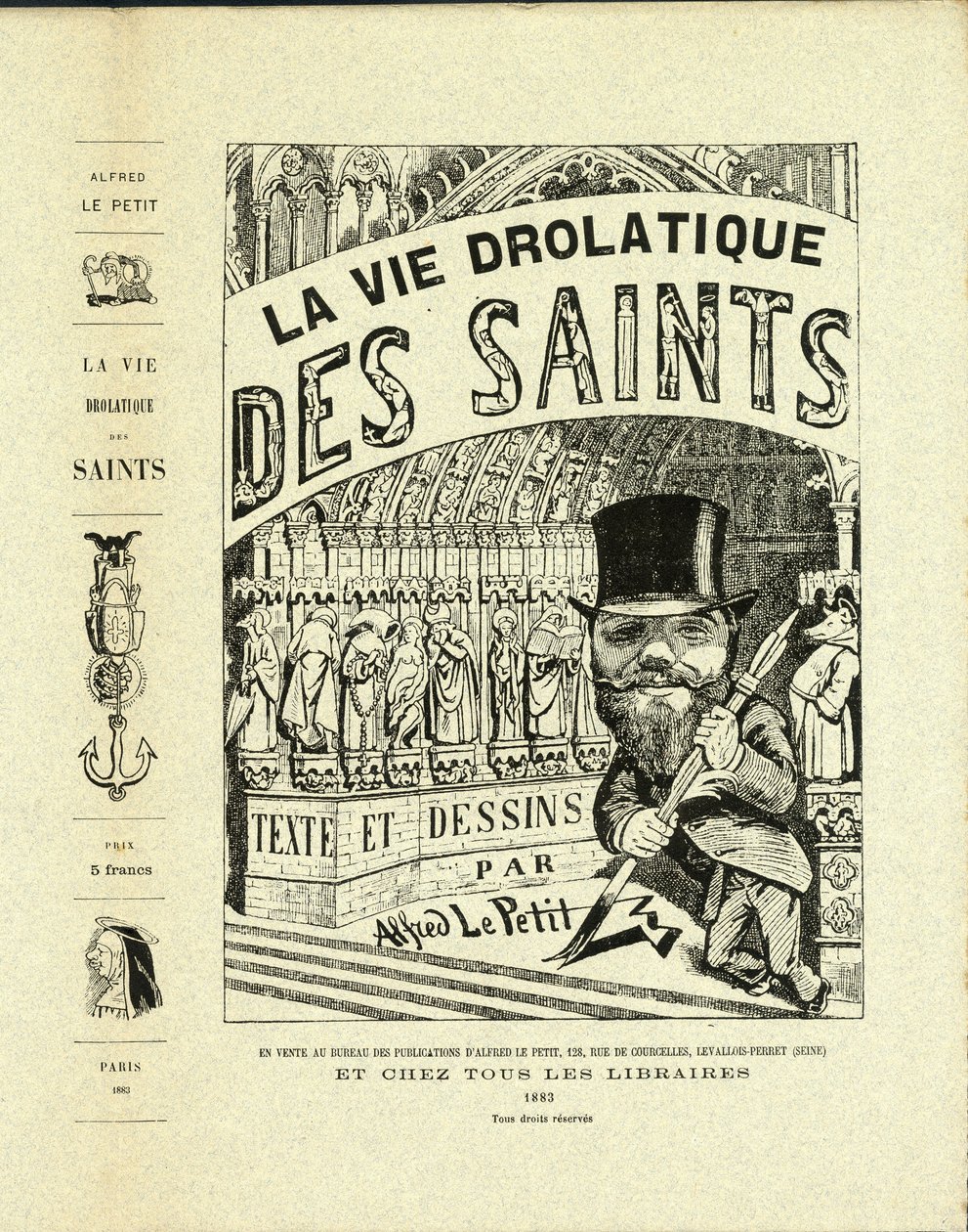 Ilustração de Alfred O Pequeno (1841-1909) em A Vida Dromática dos Santos - Gavetas, Auto-retrato - Os Santos - O Pequeno Alfred de Alfred Le Petit