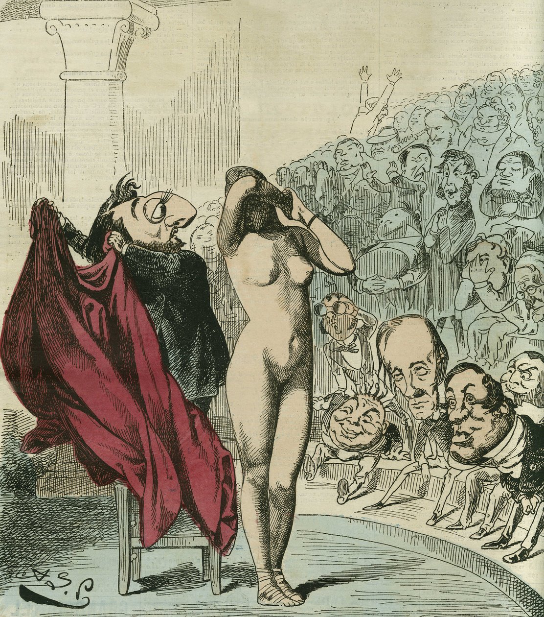 A nova Phryne, segundo uma pintura de Gerome, Phryne seria a Republique revelada. in "L