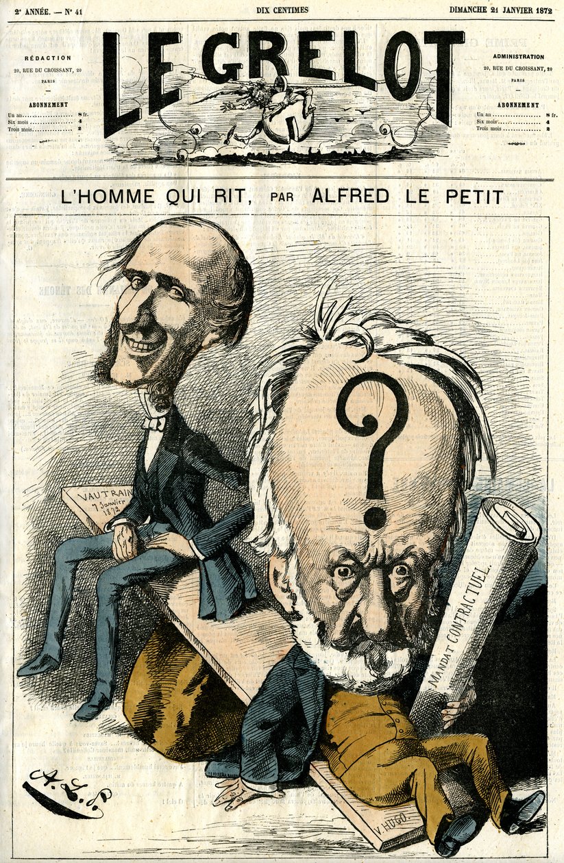 Victor Hugo e The Man Who Laughs. Caricatura de Alfred Le Petit