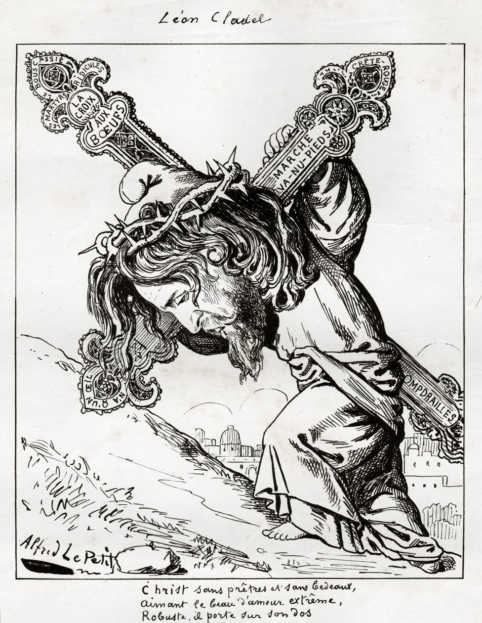 caricatura de Leon Cladel, c.1875-80 (gravura) de Alfred Le Petit