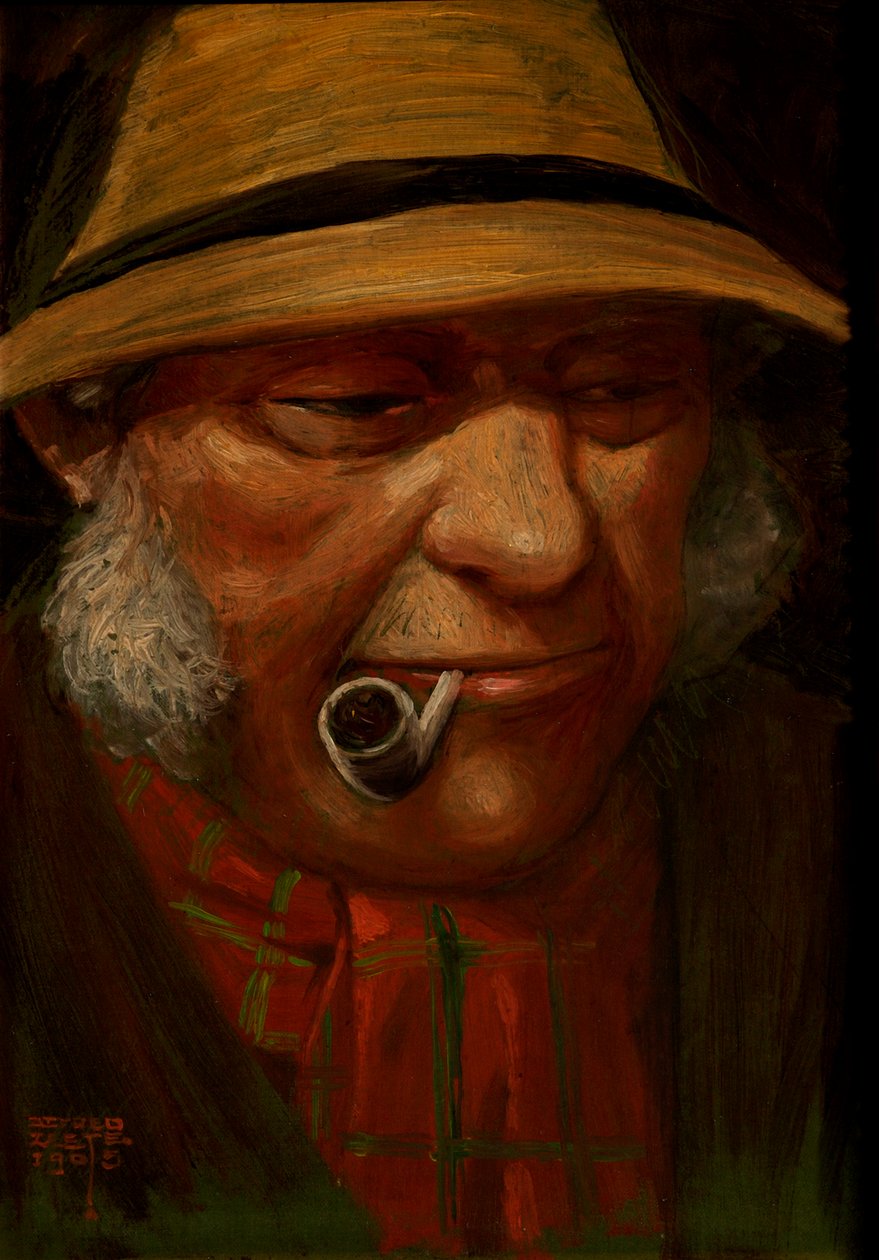 Pintura de homem fumando cachimbo, 1905 de Alfred Leete