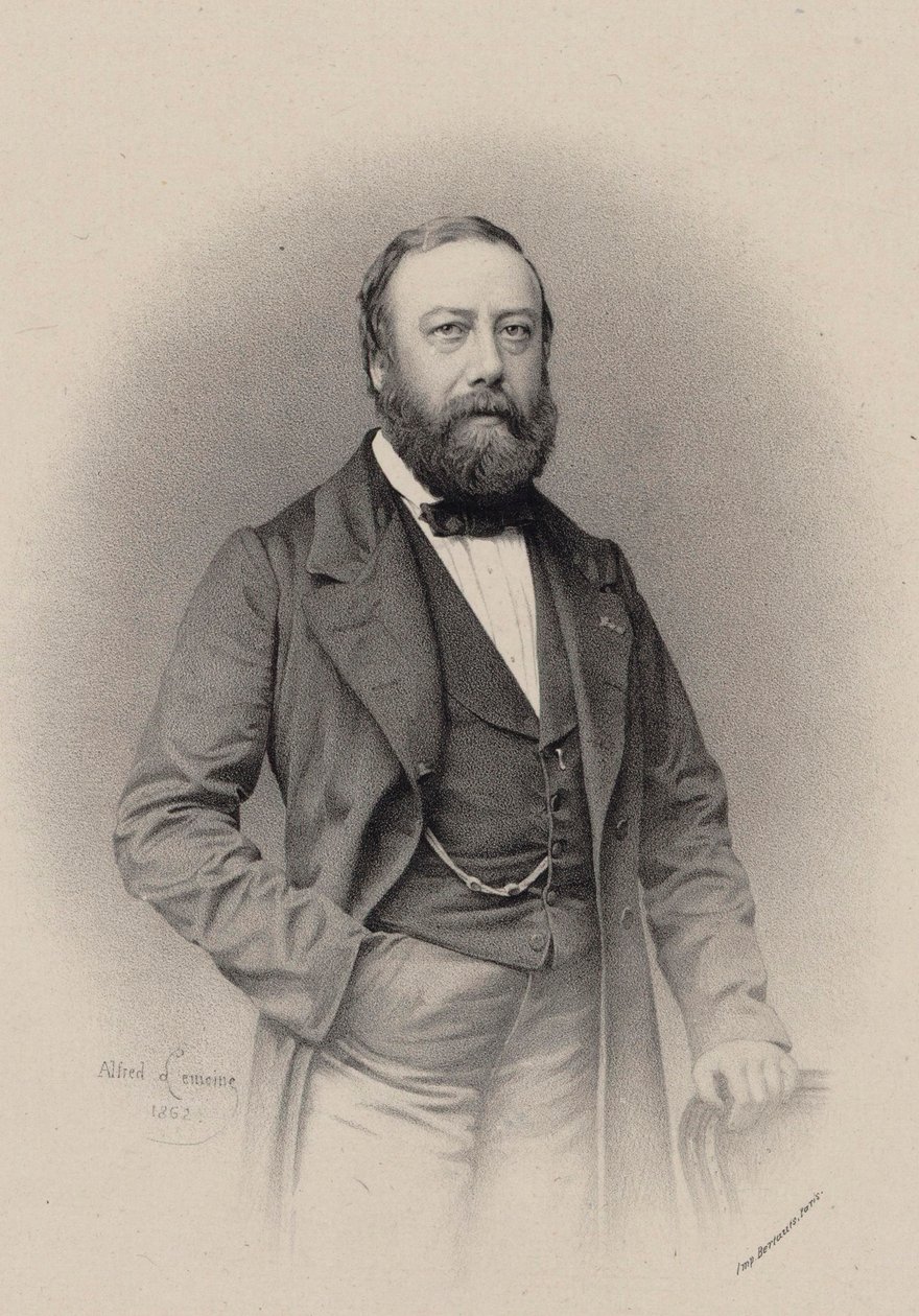 Retrato do compositor e cantor Gustave Nadaud 1820-1893, 1862. de Alfred Lemoine