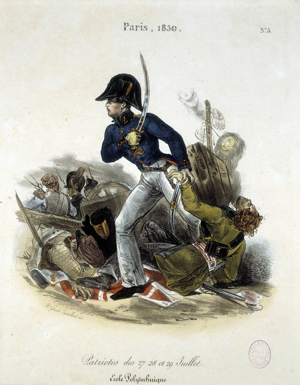 Politécnico durante a revolução de 1830 por Lemercier. de Alfred Leon Lemercier