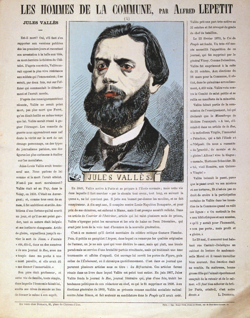Jules Valles, jornalista francês, autor e membro da Comuna de Paris, 1871 de Alfred Lepetit