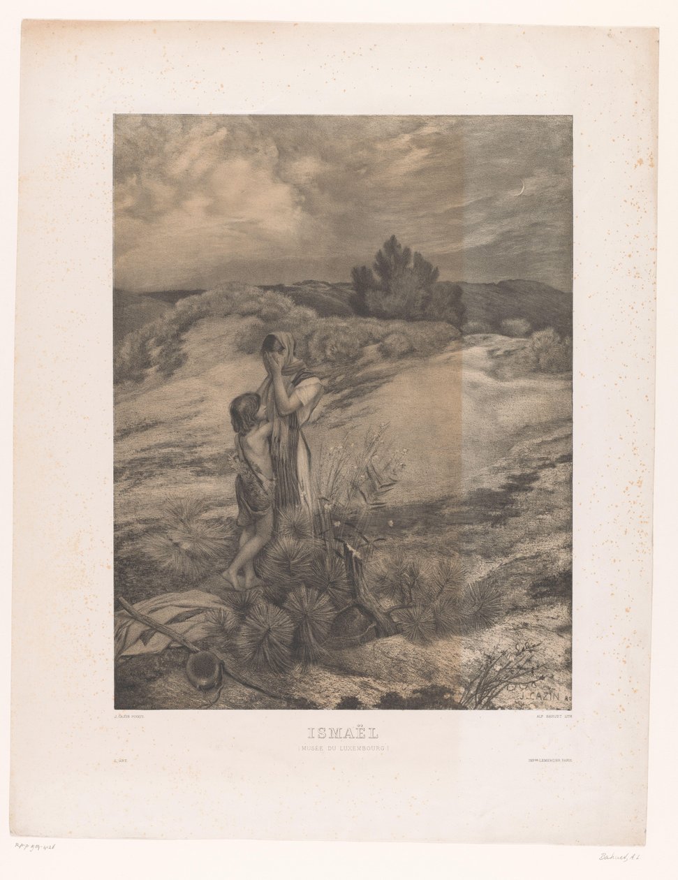 Agar e Ismael no deserto Ismaël (Musée du Luxembourg) (título no objeto) de Alfred Louis Bahuet