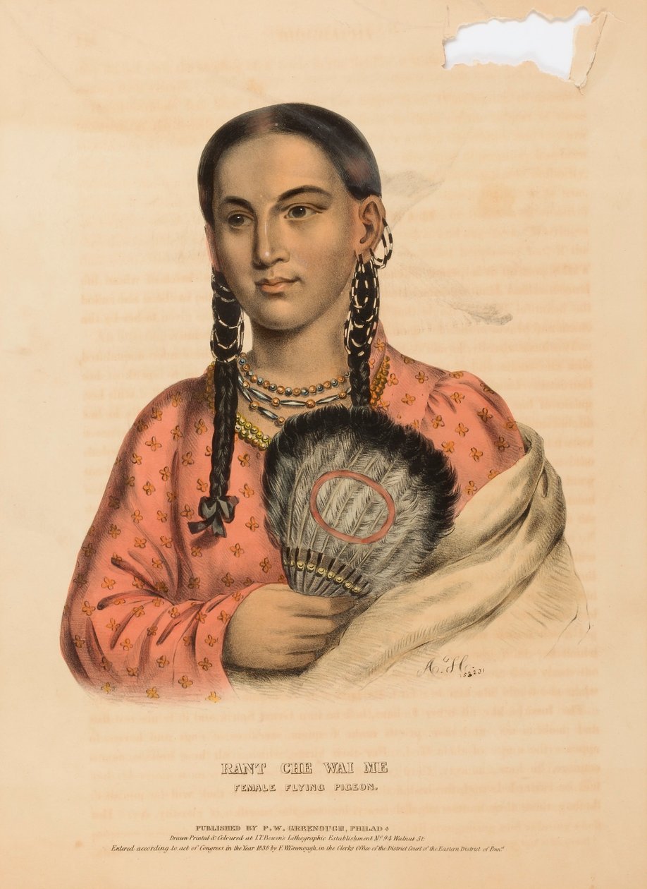 RANT CHE WAI ME. FEMININA DE POMBO VOADOR, de História das tribos indígenas da América do Norte de Alfred M. Hoffy