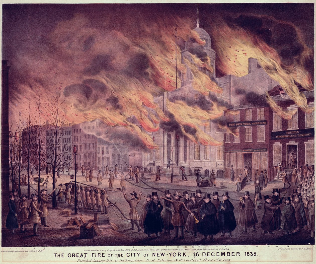 O Grande Incêndio de Nova York, 1835 de Alfred M. Hoffy