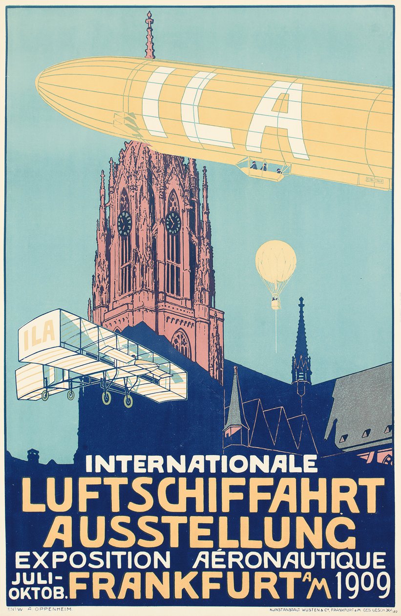 Cartaz publicitário da Exposição Internacional de Balonismo de 1909, em Frankfurt de Alfred Nathaniel Oppenheim