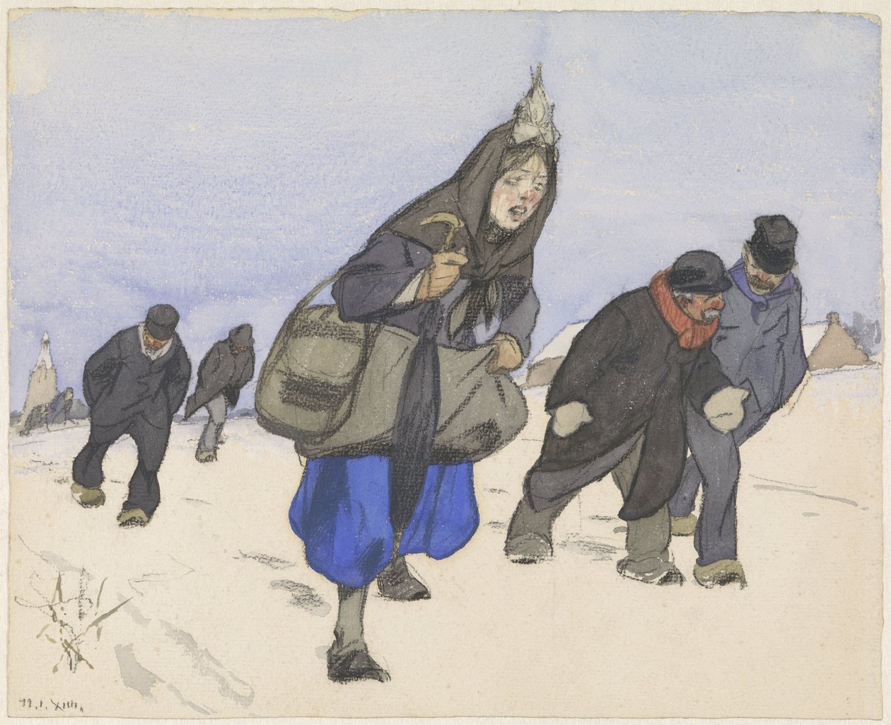 Refugiados de guerra na neve de Alfred Ost