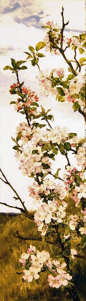 Flor de maçã, c.1880-86 (óleo sobre painel) de Alfred Parsons