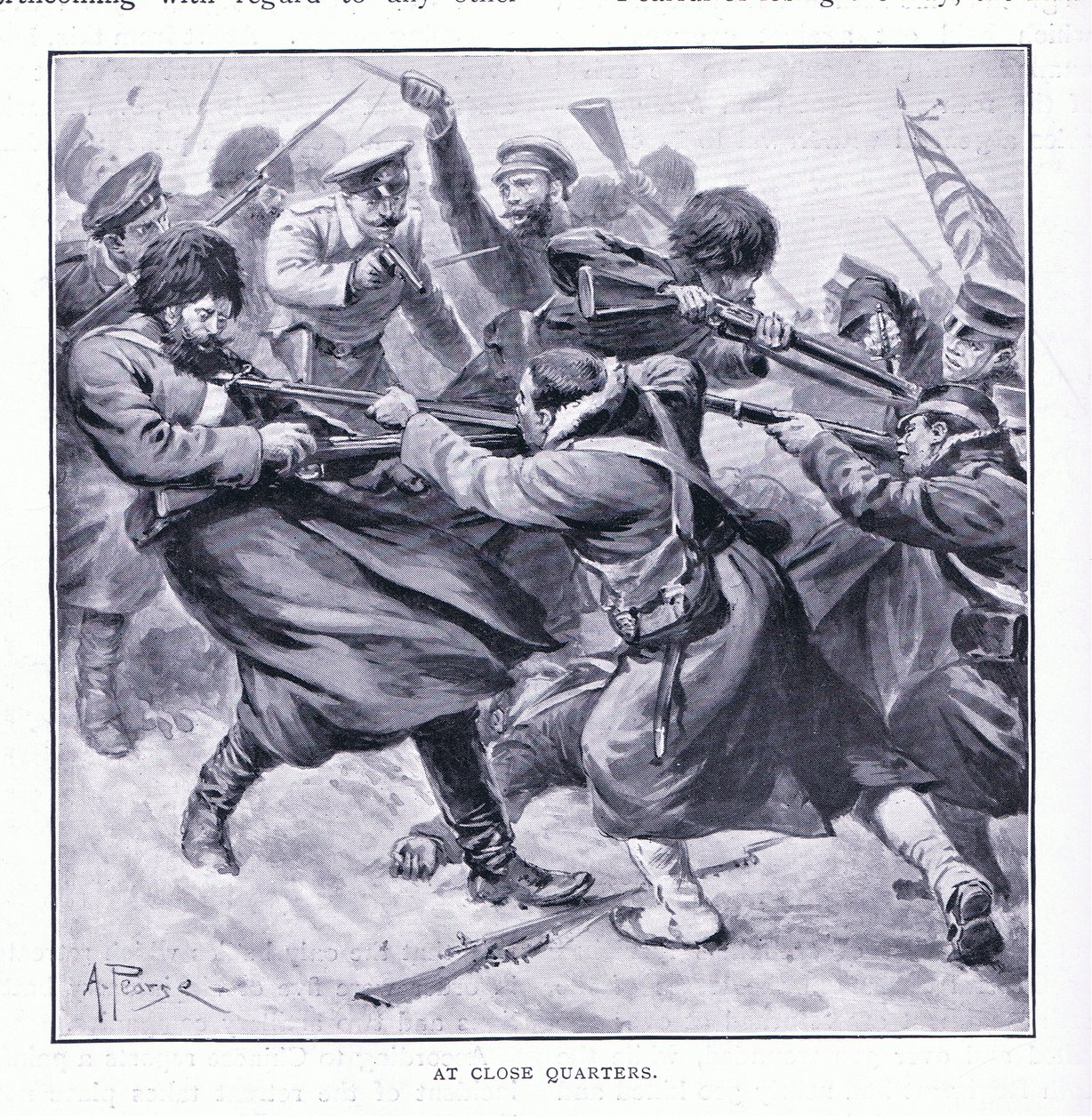 De perto, ilustração deCassells História da Guerra Russo-Japonesa Vol 1, c.1900 de Alfred Pearse